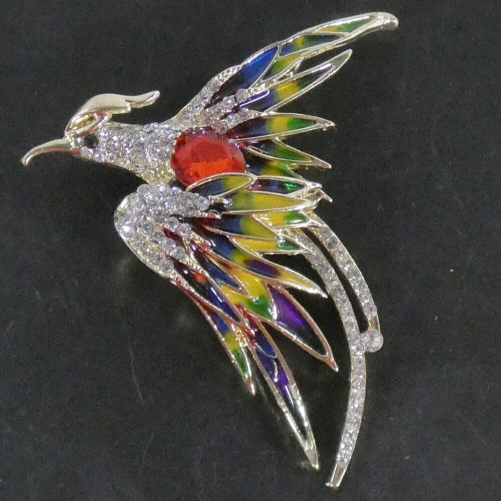 Stunning Colorful Sparkling Pheonix -Style Bird Pin Brooch